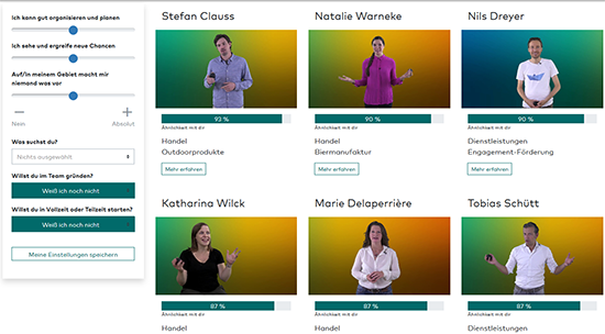 Screenshot Unternehmerprofil Modul 1