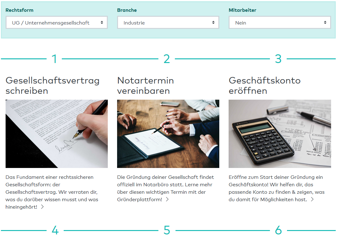 Screenshot Schritt für Schritt Anleitung Gründen