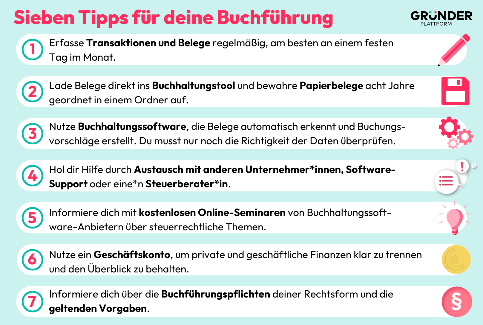 Sieben Tipps für eine mühelose Buchführung