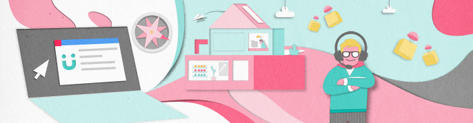 Eine Illustration zum Thema virtuelles Büro.