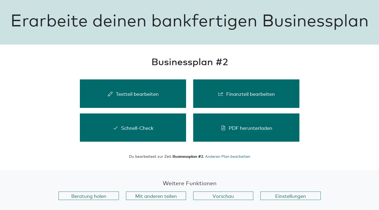 screenshot übersicht businessplan