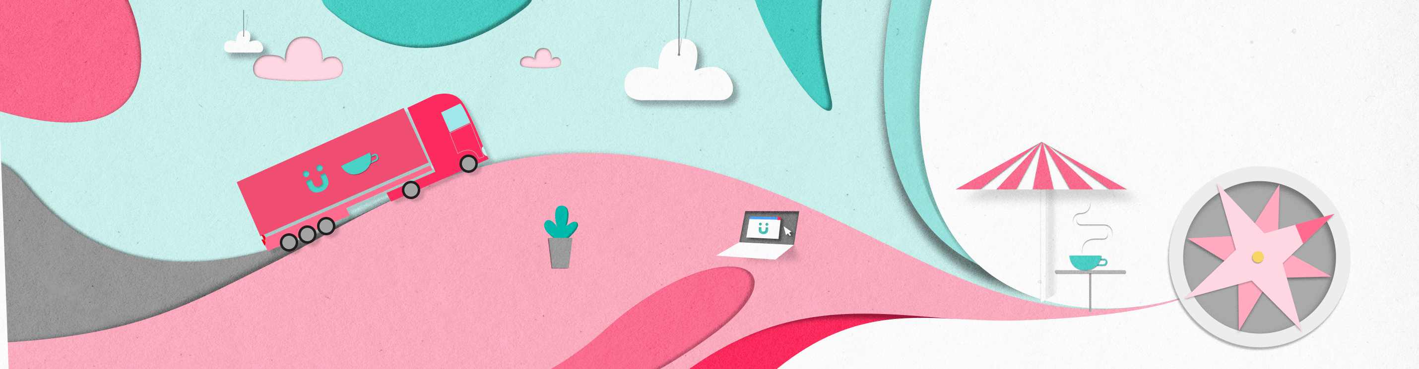 Scherenschnitt-Illustration eines Verteilerwagens