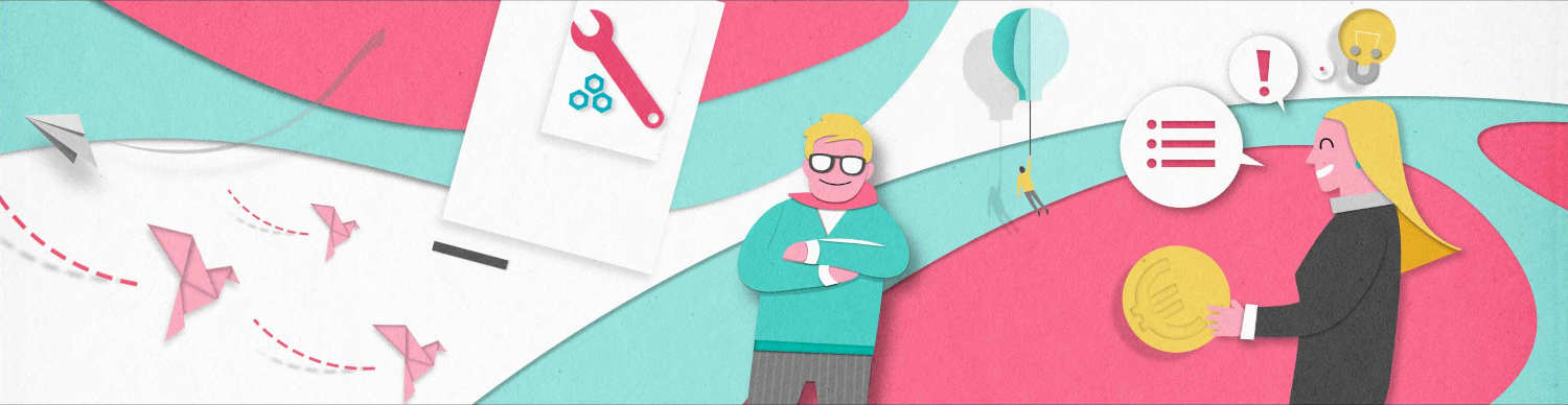 Frau überreicht Prämie für Meistergründung