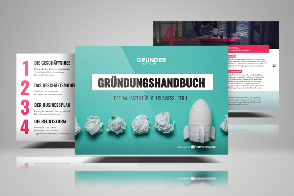 Teaserbild vom Gründungshandbuch mit Titelseite