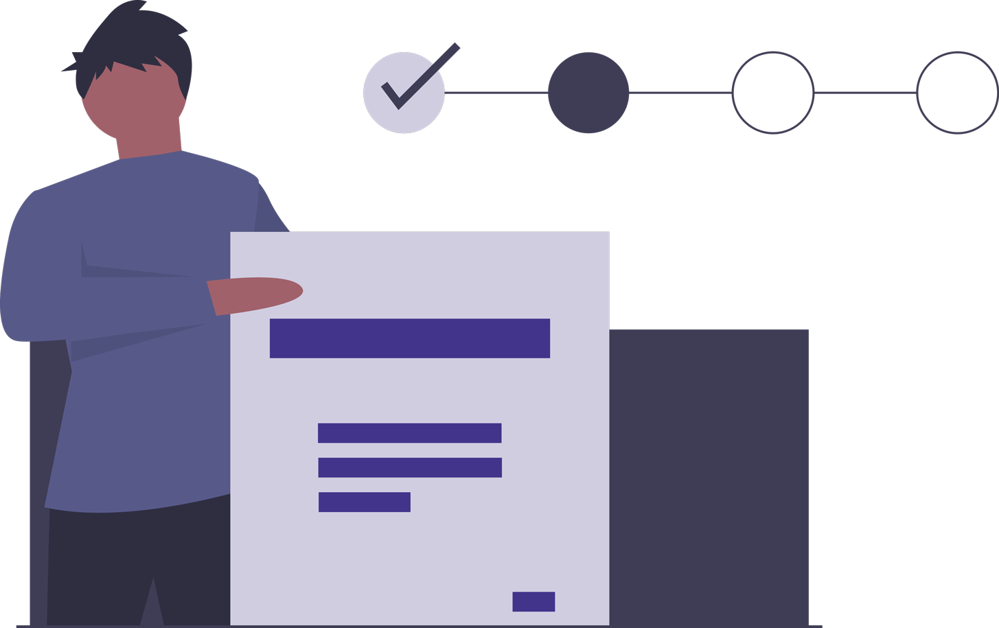 Zeichnung von Mann, der Vertrag hochhält