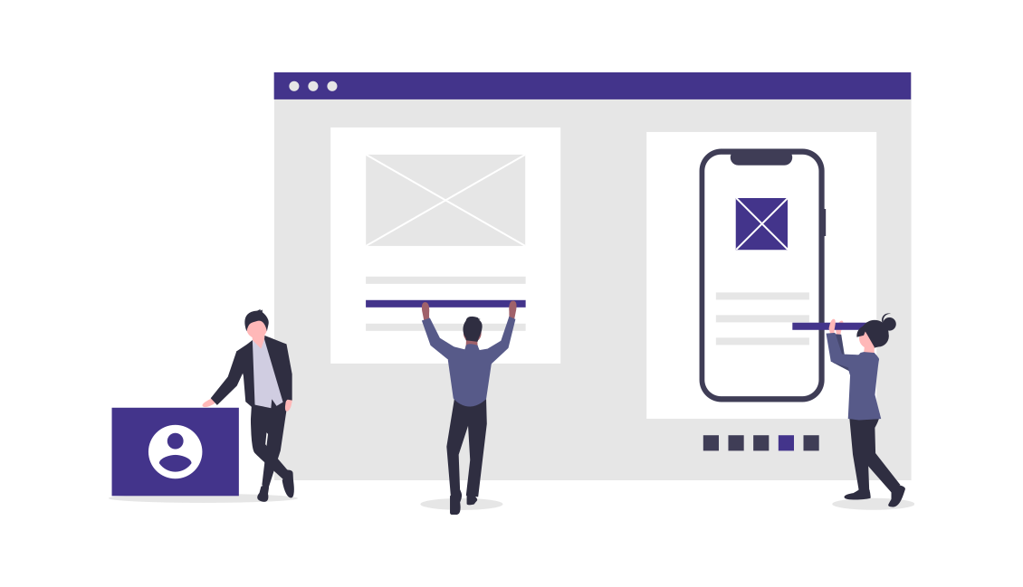 Illustration Low-Code-Entwicklung als Teamarbeit