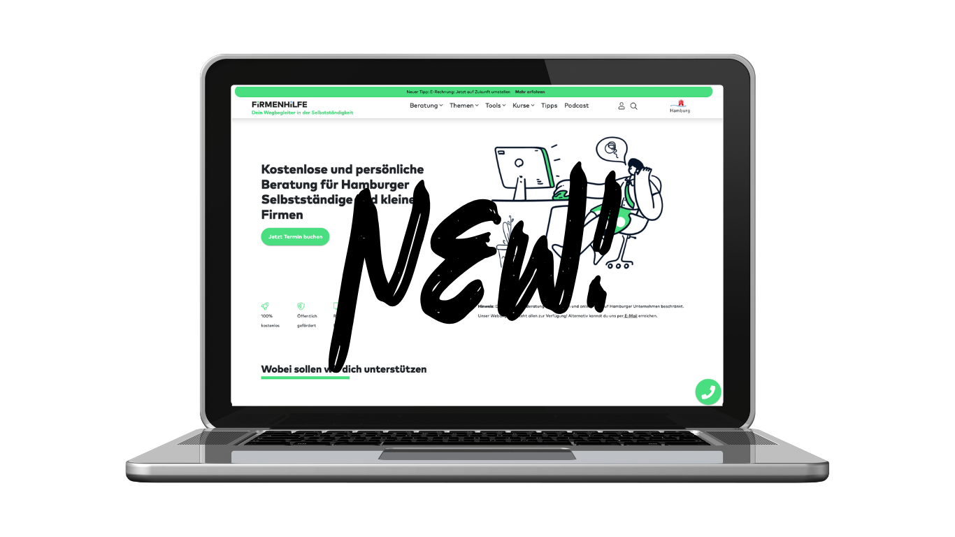 Laptop mit neuer Firmenhilfe Startseite