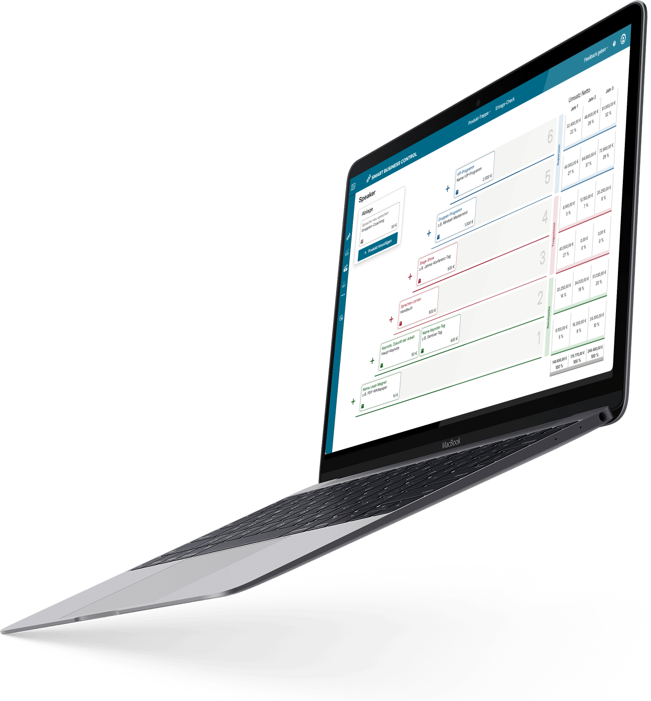 Laptop, der eine SmartBusinessControl Treppe zeigt