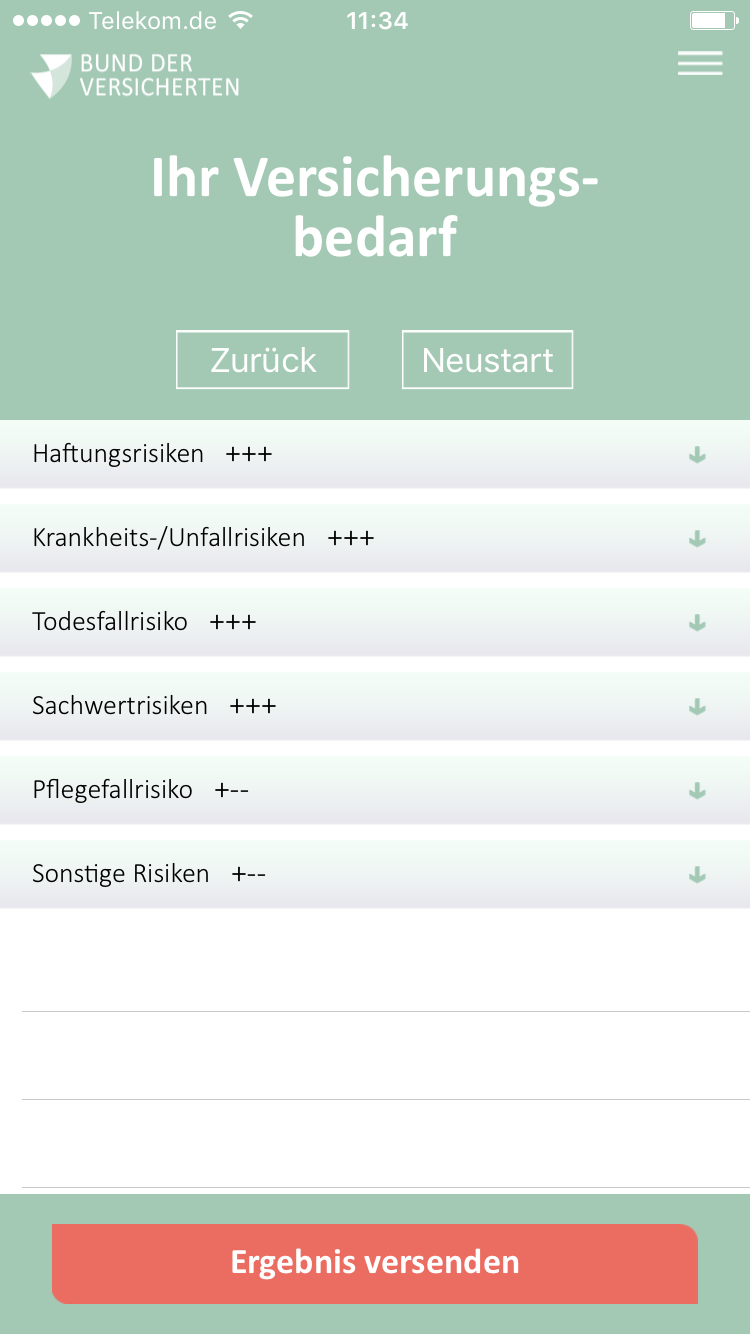 BdV-Bedarfscheck Screenshot Ergebnisseite