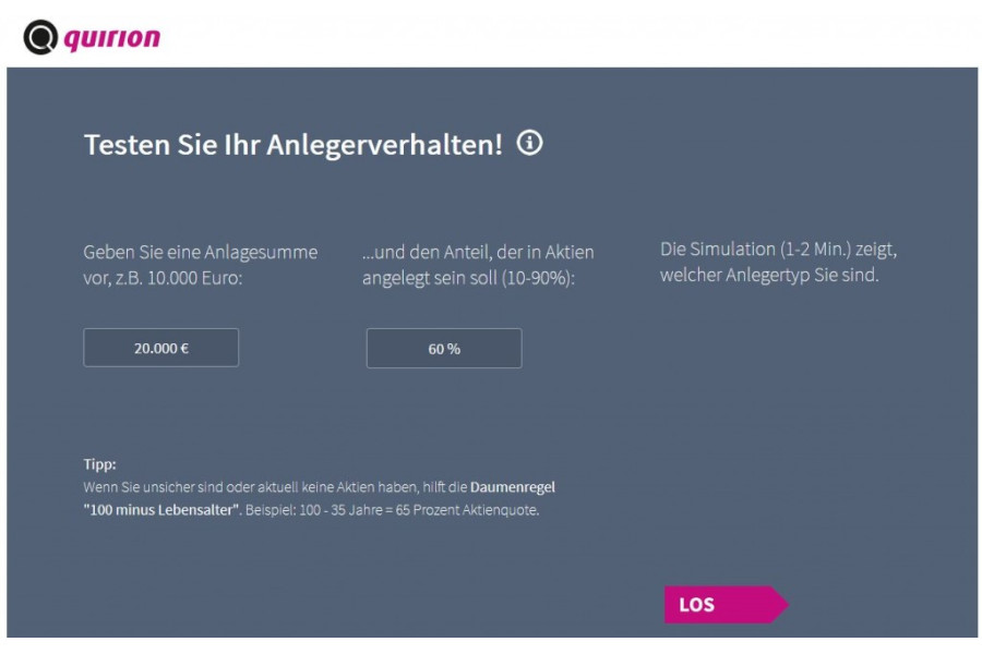 Anlegertest Aktienquote quirion