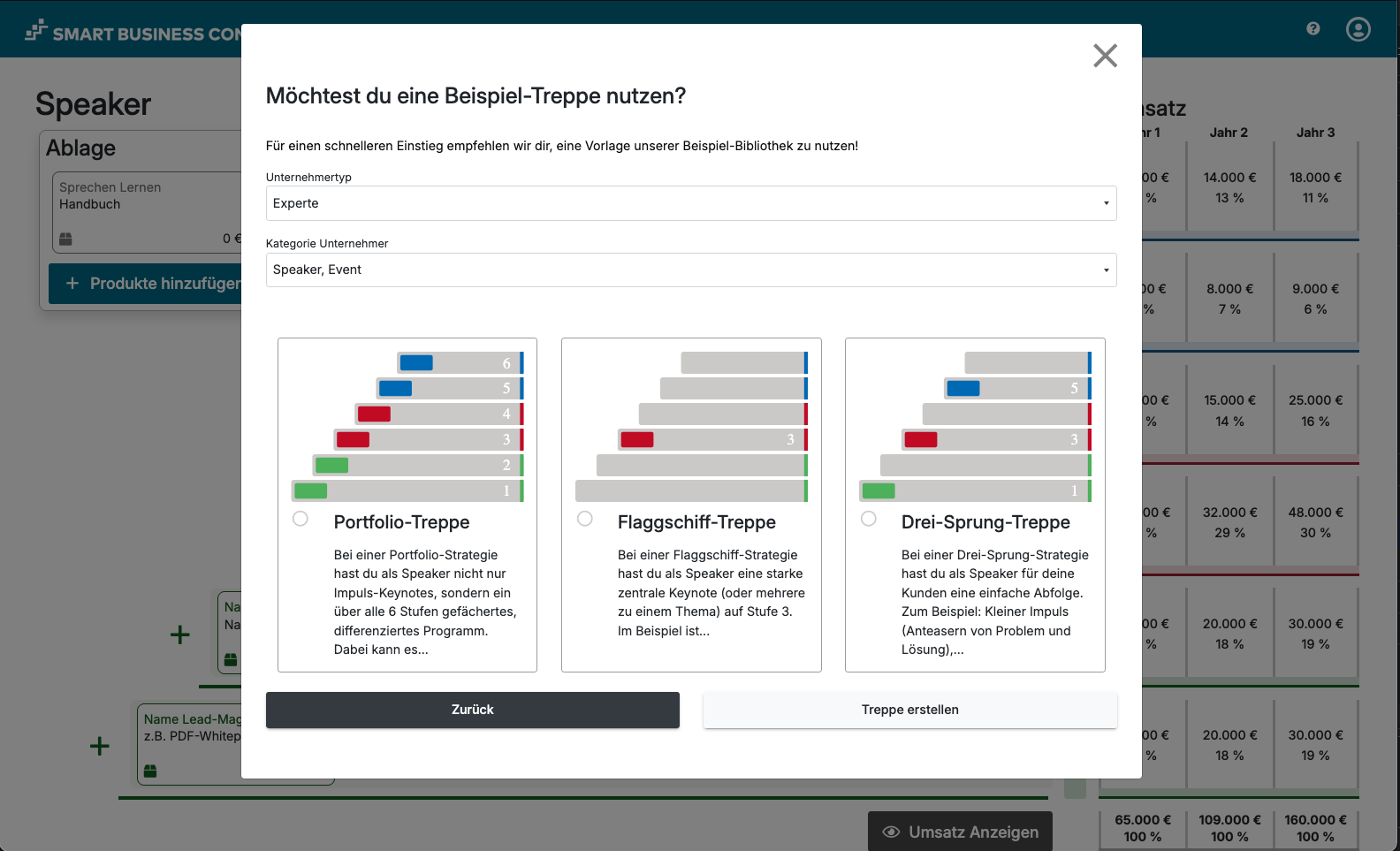 teaser3 Screenshot des Tools Smart Business Control: Beispiel-Treppen