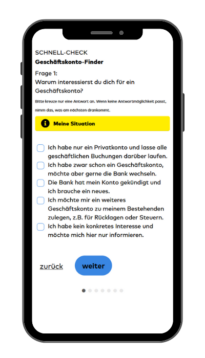 Screenshot Laptop: Geschäftskonto-Finder