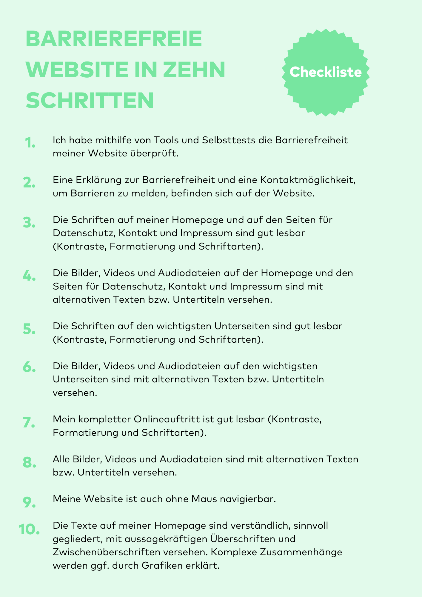 Checkliste für barrierefreie Website