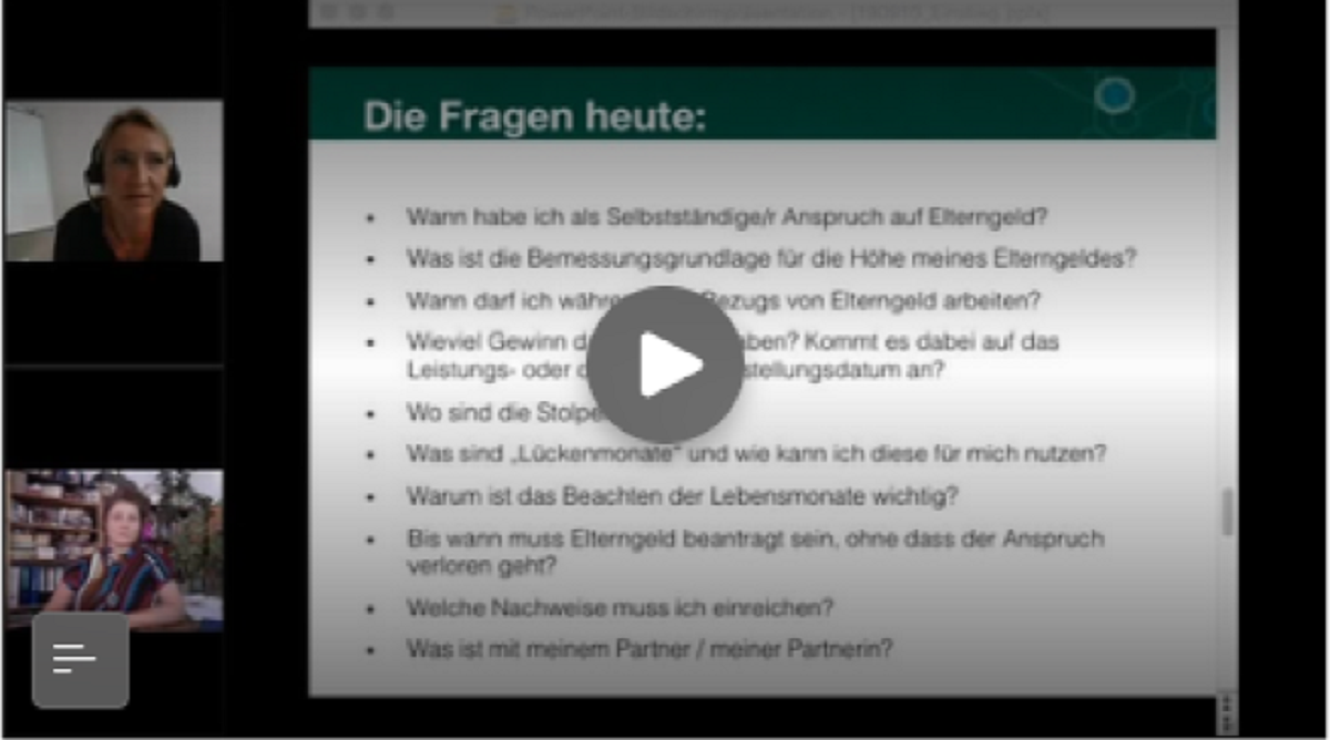 Screenshop Elterngeld-Workshop Screenshot für das Video zum Thema Elterngeld-Workshop
